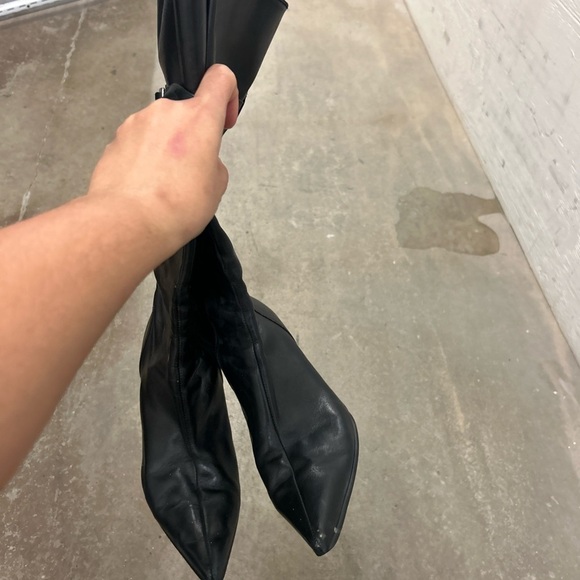 Zara genuine leather kitten heel pointy toe witchy whimsigoth boots - Picture 2 of 9